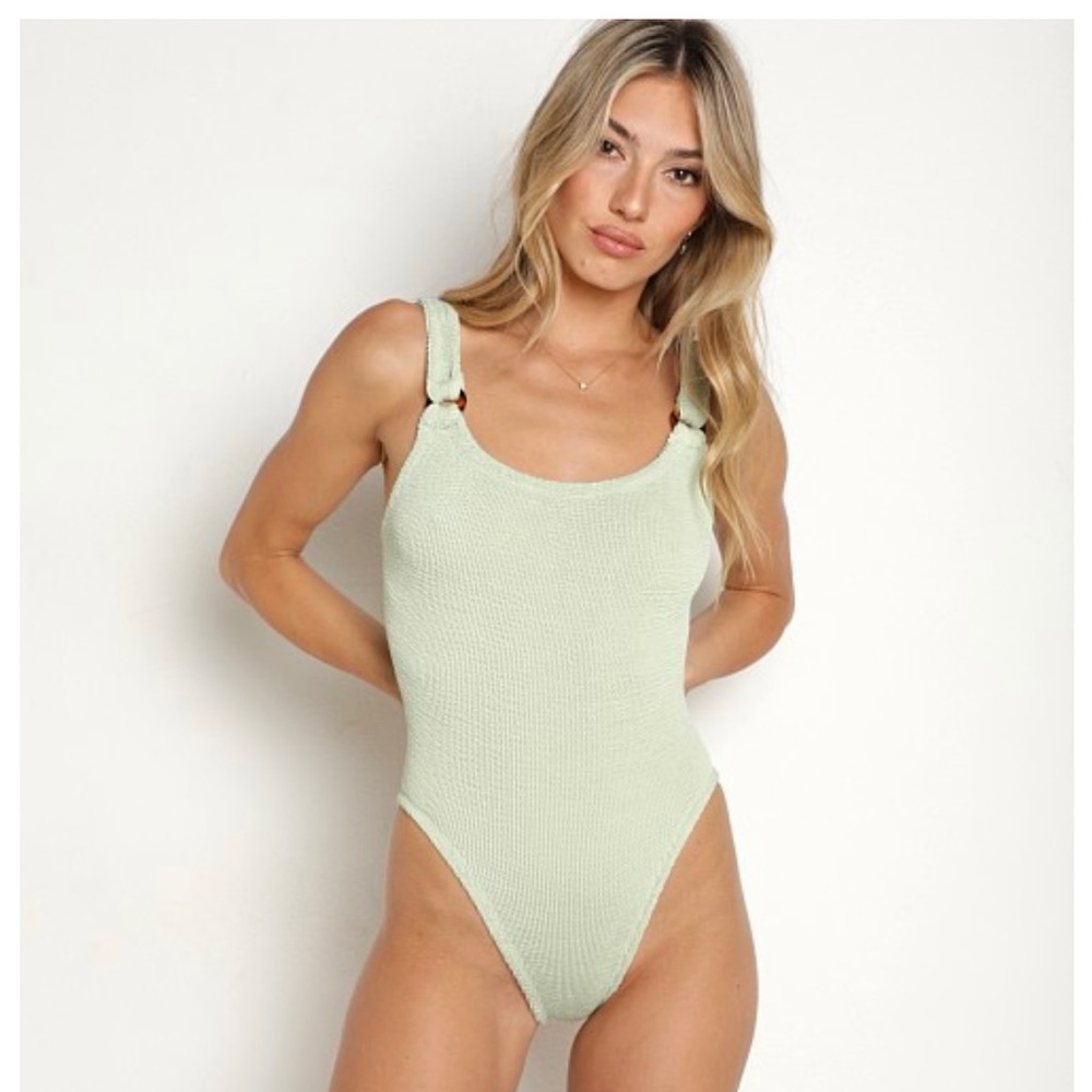 NWT sage Hunza G domino swimsuit. Tags and panty liner attached. Never been worn